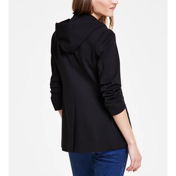 Anne Klein Women's Detachable Hooded Notch-Collar Compression Jacket Size S - Picture 3 of 3